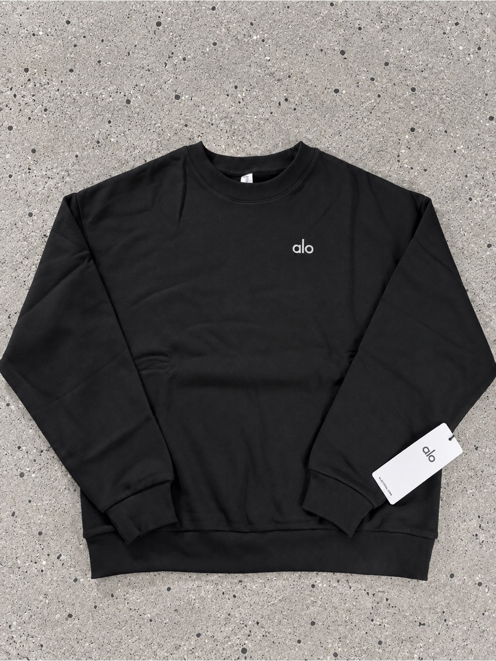 ALO Accolade Crew Neck Pullover Black Sweatshirt NWT